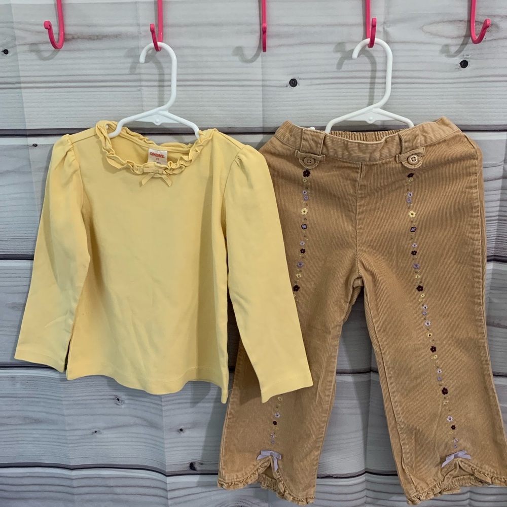 Gymboree 4T fall pants & yellow ruffle top outfit